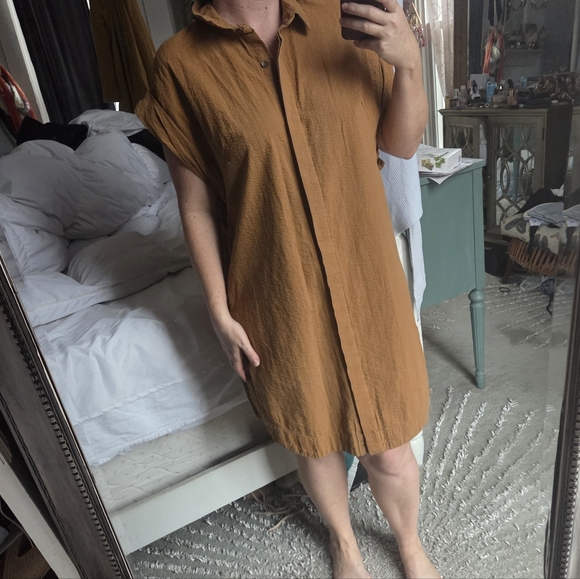 Anthropologie Maeve Brown Button Down Dress - Picture 4 of 16